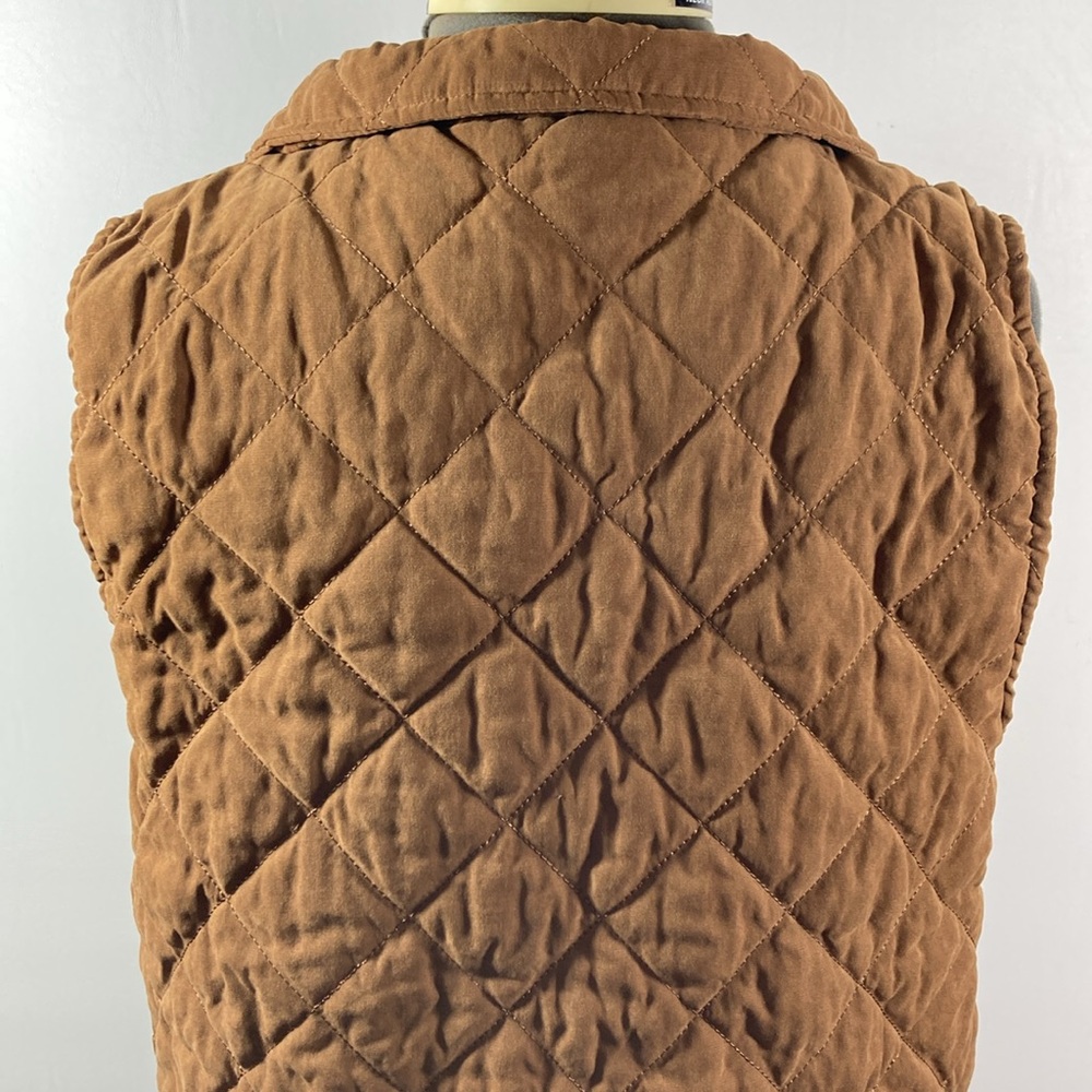 Umgee Vest Women Size M Brown Sleeveless Quilted Zip Front Collar - Picture 7 of 9